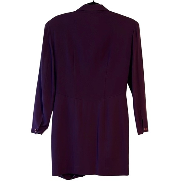Ann Tjian for Kenar 2 Vintage Wool Purple Button Down Shirt Dress Jacket 6 Med - Picture 4 of 4